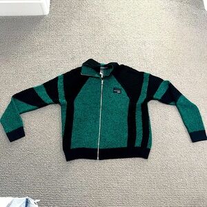 Adidas Originals Equipment Green and Black Colorblock Knit Zip Up Cardigan
